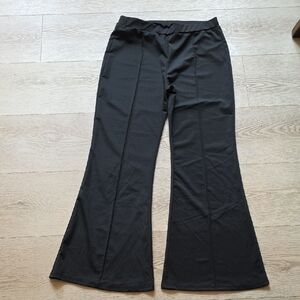Chic Black Flared Trousers Front Seam